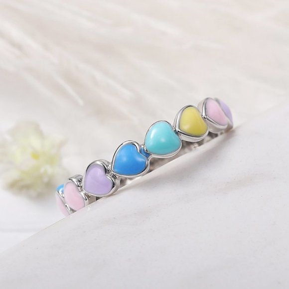 💍 Full Around Colorful Heart Stone Lovely Fashion Ring for Women, UNVN12… - Picture 3 of 8